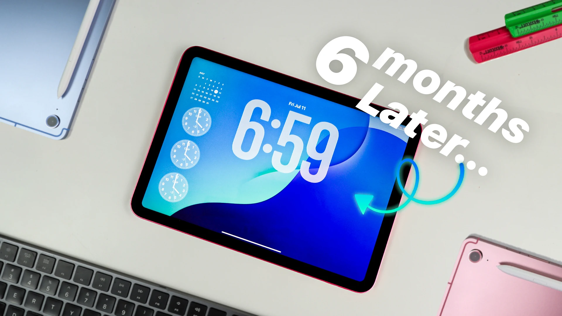 iPad review thumbnail with colorful tablets