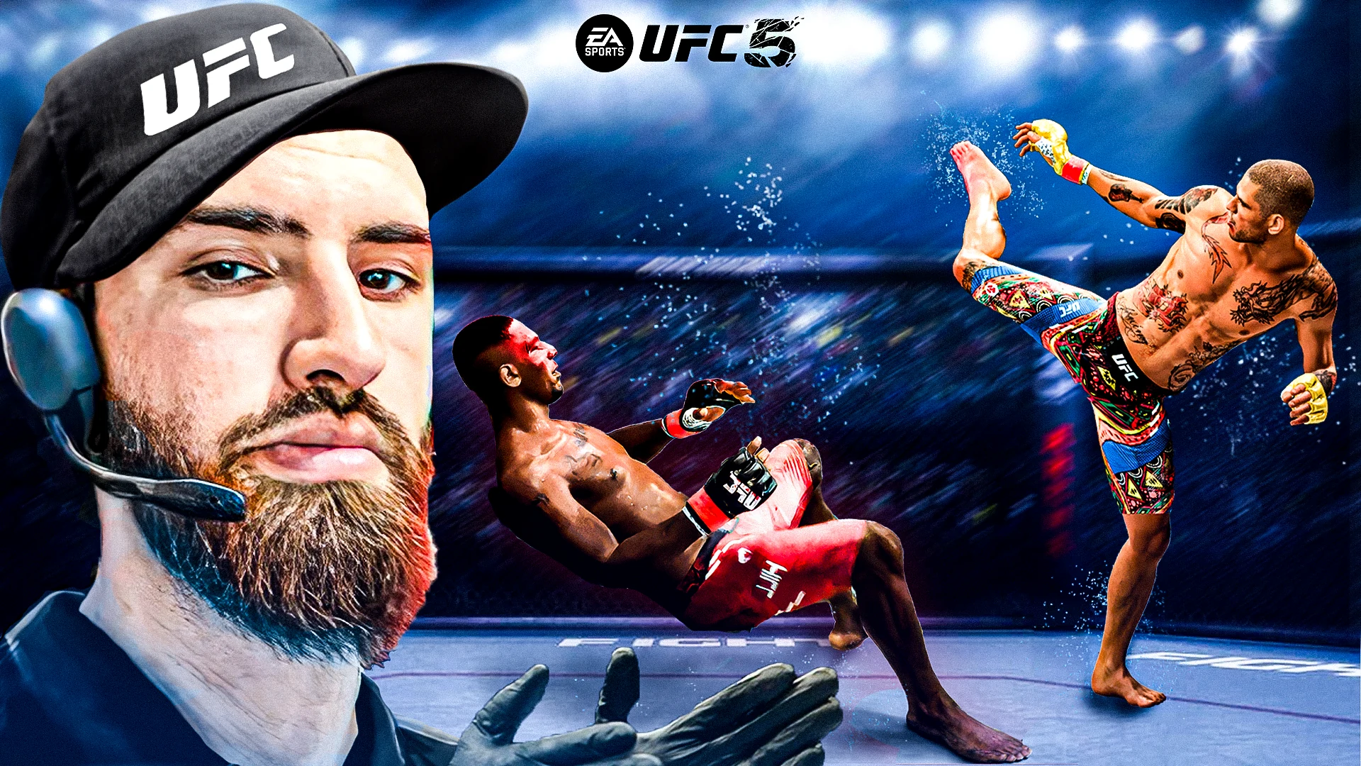 Alex Pereira thumbnail with dramatic blue fight scenes